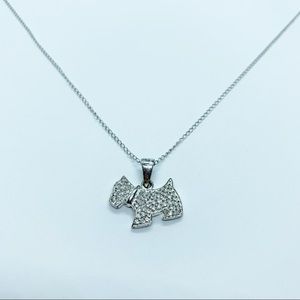 Cz Crystals Sterling Silver Dog Pendant Necklace